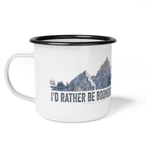 I’d rather be boondocking (in the Gorgeous Teton Mountains) – Enamel Camping Mug